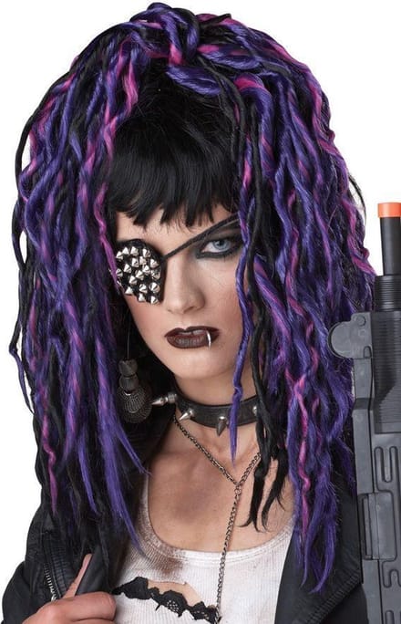 Steampunk apocalypse dreads zwart/paars/pink - Halloween Horror