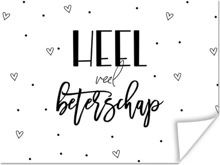 Poster Beterschap - Quotes - Hartje - Zwart wit - 80x60 cm