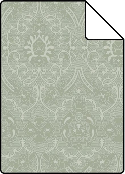 Proefstaal ESTAhome behang ornamenten vergrijsd mintgroen - 26.5 x 21 cm - 139640-S
