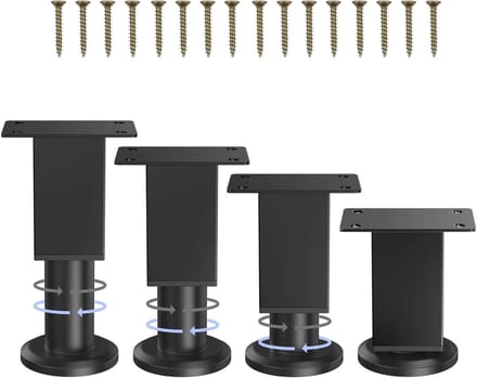 Set van 4 Zwarte Vierkante Verstelbare Meubelpoten (8-12 cm)