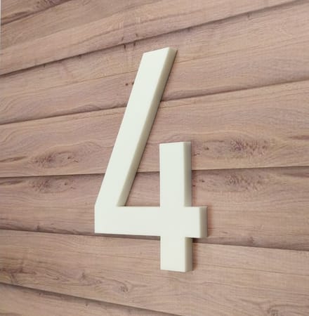 Huisnummer wit nr. 4 - cijfer 20cm hoog - 8mm dik - kleur wit mat - DIN