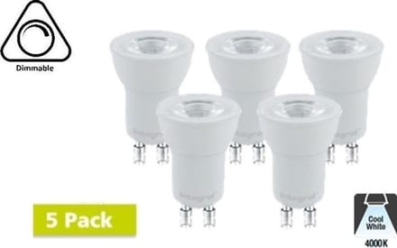 5 Pack - GU10 35MM 3,2w, 330 Lumen, 4000K Neutraal wit, Dimbaar