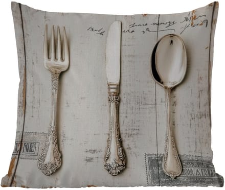 Tuinkussen - Zilver - Bestek - Hout - 40x40 cm - Weerbestendig