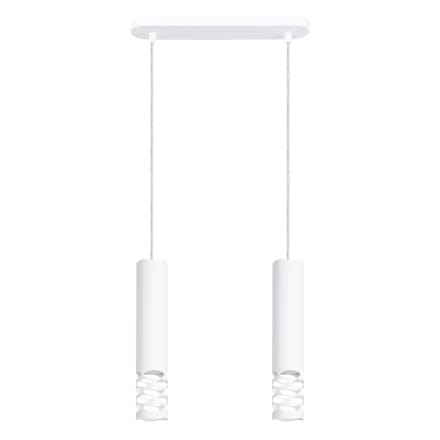 Hanglamp LIRO 2 met 2 kappen met golvende uitsparingen - Sollux Lighting - IP20 - Wit staal behuizing - 33 x 6 x 125 cm - 2 x GU10 LED, exclusief lichtbron - 2 x 10 W - Moderne hanglamp voor woonkamer, slaapkamer en eetkamer