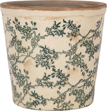 Clayre & Eef Bloempot Ø 17x16 cm Beige Keramiek Bloemen