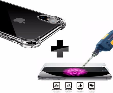 Iphone XS Max Soft Case-IPhone XS Max Bumper Case-Iphone XS Max transparant hoesje-IPhone XS Max Back cover-Iphone XS Max Screenprotector- Iphone XS Max Tempered Glass-Iphone XS Max Gehard Glas- IPhone XS Max 9H-HDScreen_Explosion Proof-Smudge Proof-