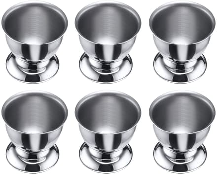 Westmark Set van 6 eierdopjes, met voet, stapelbaar, ø 5 cm, roestvrij staal, zilver, 207422E3