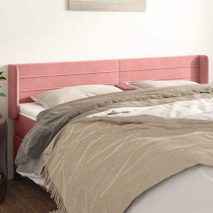 vidaXL - Hoofdbord - met - randen - 163x16x78/88 - cm - fluweel - roze
