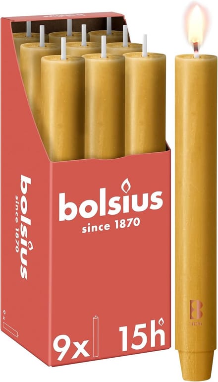 Rustieke Dinerkaarsen 23 cm Beige Set van 9 Stuks - Plantaardige Was