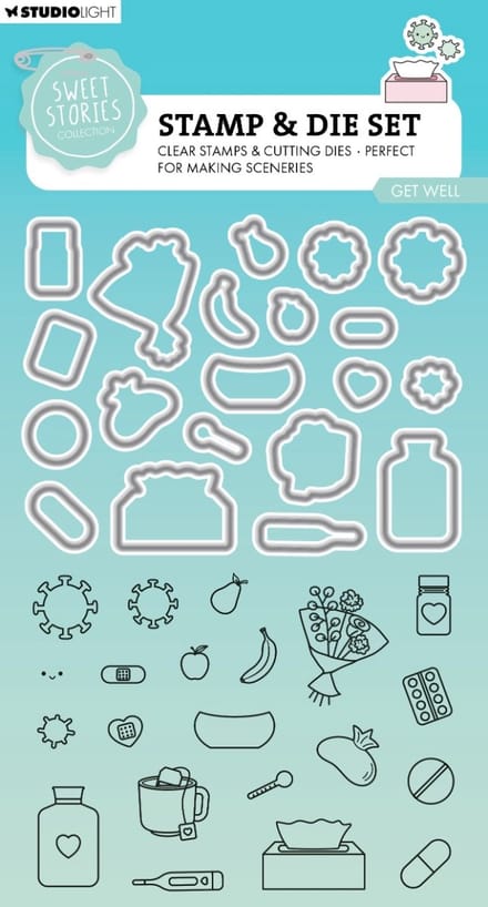 Stamp & cutting die Sweet stories - Get well nr. 86