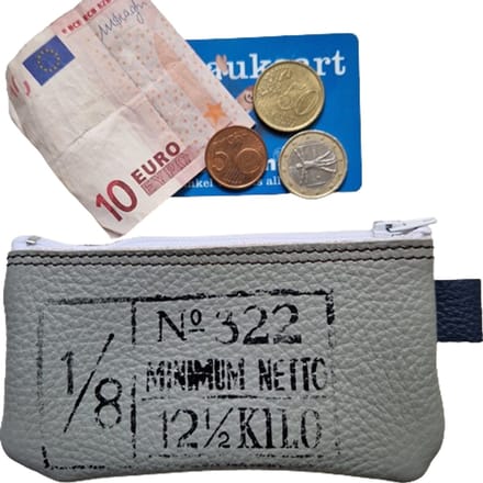 Toetie & Zo Handgemaakte Portemonnee Leer Grijs - 12bx8hx2d - Leder