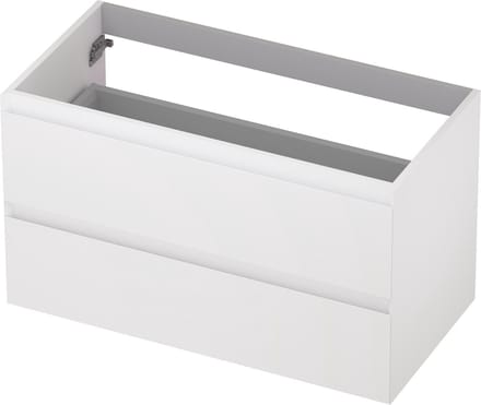INK® wastafelonderkast 2 laden greeploos gelakt 90x45x52cm, mat wit