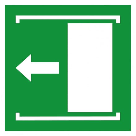Deur schuift naar links bord - kunststof - E034 100 x 100 mm