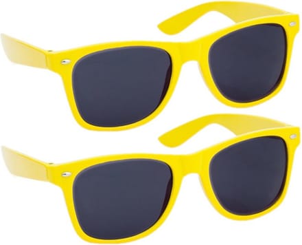 Hippe Party zonnebril - 1x - geel - plastic - UV400 - verkleedbril - carnaval/verkleed