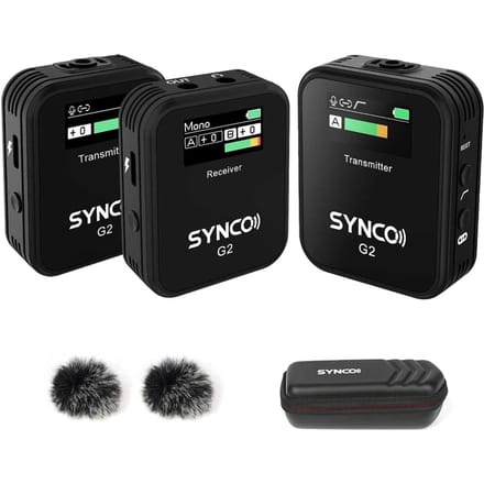 SYNCO G2(A2) 1-Trigger-2 2.4G Draadloos Microfoonsysteem met 1 Ontvanger + 2 Zenders + 2 zwart