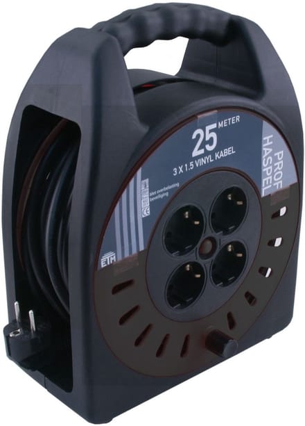 Q-Link kabelbox - prof - randaarde - 3 x 1.5 mmÂ² - 25 m - zwart/geel