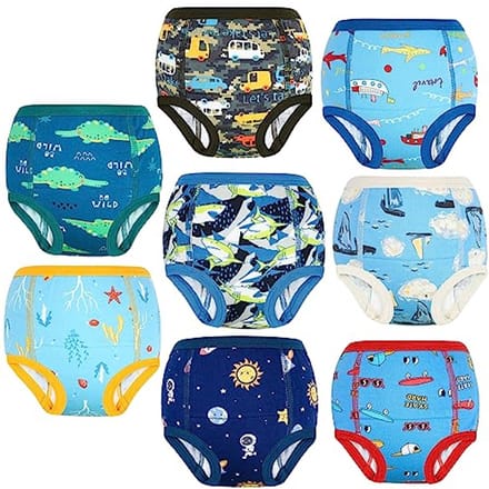 Potty Training Broek voor Peuters - Herbruikbare Trainingsbroek - 8 Pack - Lichtblauw