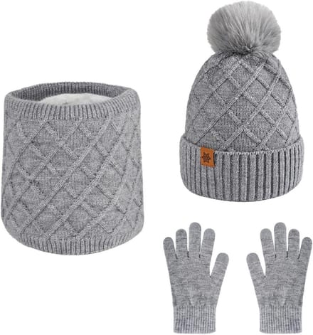 Dames winterset met beanie, fleece-lined sjaal en touchscreen handschoenen, ideaal als kerstcadeau