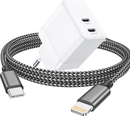 Snellader geschikt voor iPhone - Oplader geschikt voor iPad - 3 Meter - Usb C Adapter - 35w - Dynamische Snellader - Usb C Power Adapter - Dubbele usb C Oplader