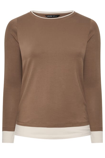 Limited Collection Bruin Tshirt Met Lange Mouwen En Contrasterende Zoom Size 38