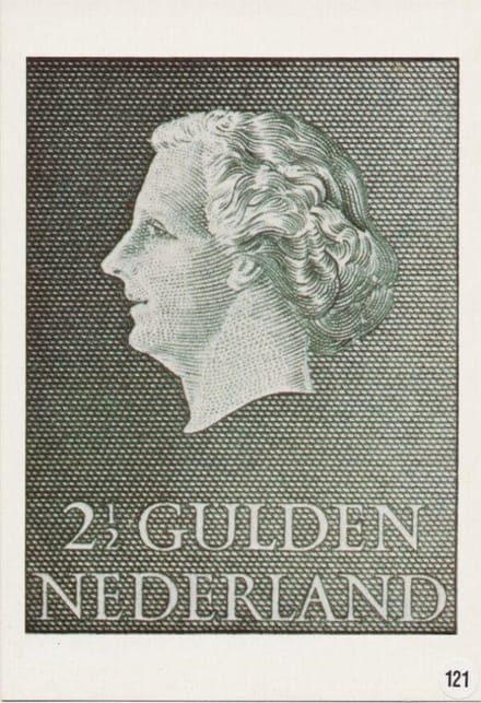 Briefkaart met afbeelding koningin Juliana postzegel