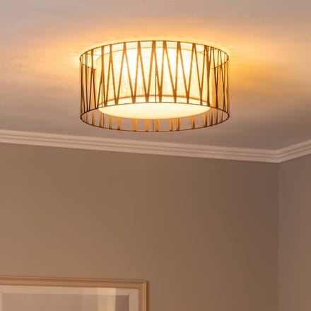 TK Lighting Plafondlamp Harmony, zwart, jute naturel, Ø 50 cm