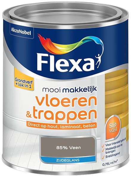 Flexa - Mooi Makkelijk Vloeren & Trappen Zijdeglans - 85% Veen - Mengverf - 750 Ml