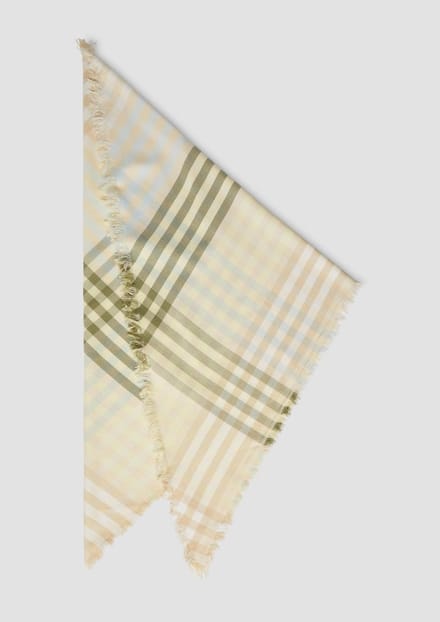 s.Oliver - female - Geruite jacquard sjaal met open franjes