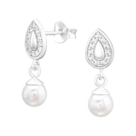 Montebello Oorbellen Bette C - 925 Zilver E-Coating - Parel - 5x17mm