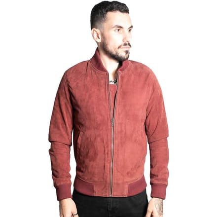 Heren retro geit suède varsity lederen bomberjack-Athene