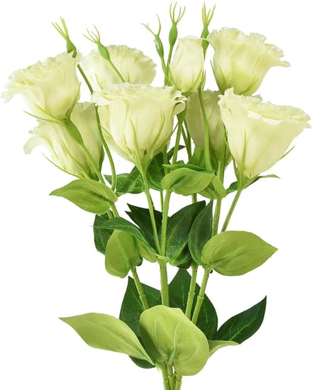 Kunstbloemen Eustoma Lisianthus geelgroen 52cm 5 st