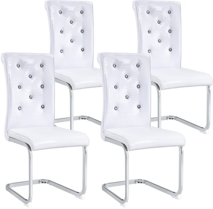 REDOM Eetkamerstoelen Set Van 4 - Gestoffeerd Met Rugleuning - Retro - Voor Eethoek - Metaal En PVC - Wit