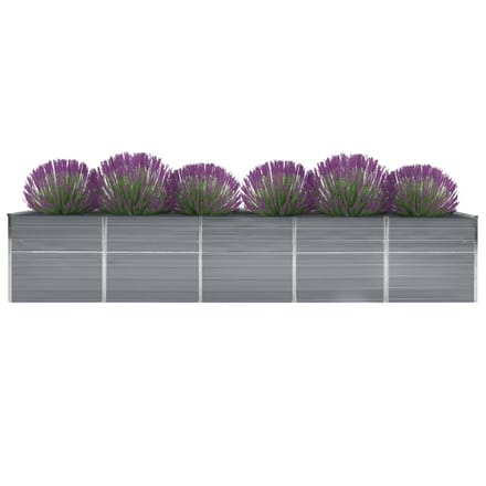 vidaXL - Plantenbak - verhoogd - 400x80x77 - cm - gegalvaniseerd - staal - grijs