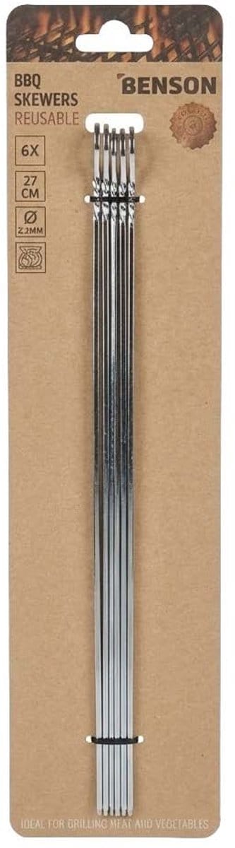 Benson bbq - bbq spiezen - staal - 27cm - 6 stuks