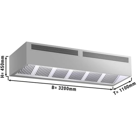 GGM Gastro Induktions-Kastenhaube - 3200mm - ohne Motor - mit Filter