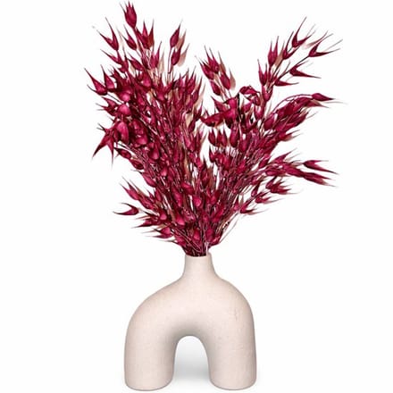 Design Vaas - Wit Zandkeramiek – Asymmetrisch – 18 cm