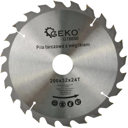 GEKO Cirkelzaagblad - 200 mm - Koelgaten - 24T - TCT
