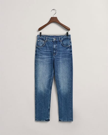 Gant Straight Cropped Fit Spijkerbroek Blauw 28 Vrouw