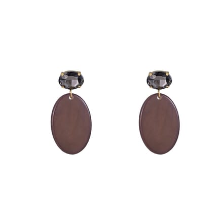 Go Dutch Label Oorknoppen steentje resin ovaal Zwart