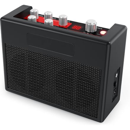 POCKAMP Draagbare Gitaarversterker Amp 5 Watt Ingebouwde Multi-effecten 80 Drumritmes Ondersteuning EU Plug black