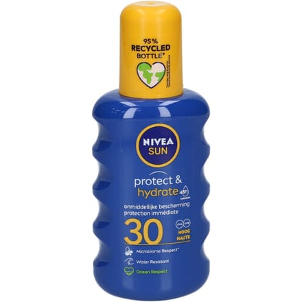 NIVEA SUN Protect & Hydrate Zonnebrand Spray - SPF 30 - Zonnespray - Beschermt en hydrateert - Met Vitamine E - 200 ml