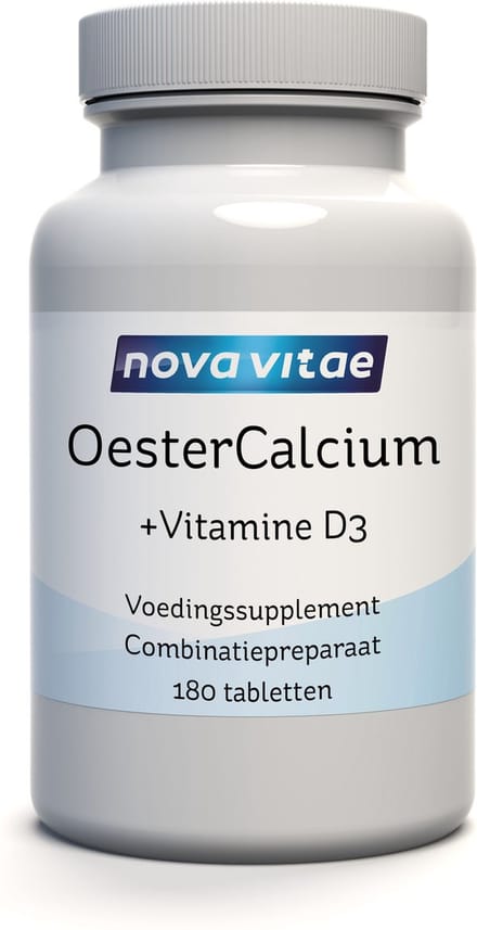 Nova Vitae - OesterCalcium - Natuurlijke Calcium + Vitamine D - 180 Tabletten