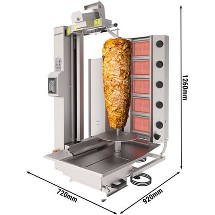 GGM Gastro Gas Dönerroboter mit Schneidsystem - 5 Brenner - max. 120 kg Zilver