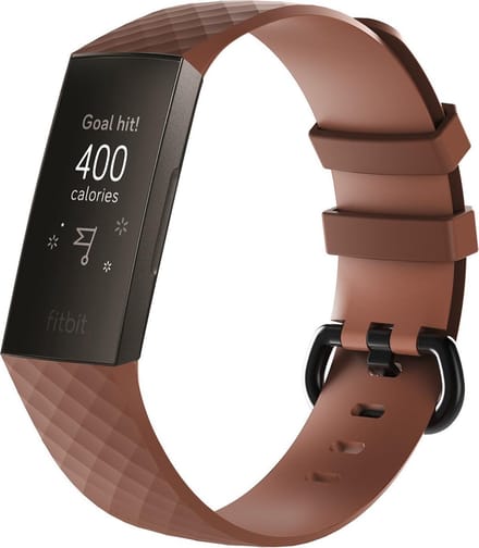 KELERINO. Siliconen bandje geschikt voor Fitbit Charge 3 / Charge 4 Bruin - Large
