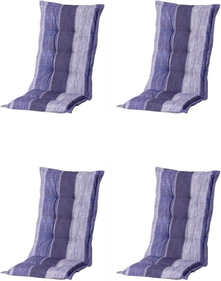 Madison - Tuinkussen - Hoge Rug - 4 st - Denim Stripe Blue - 123x50cm