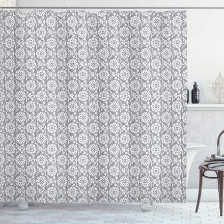 ABAKUHAUS Rich Königs Flora – douchegordijn – 175x200 cm – wit-grijs, 100% polyester