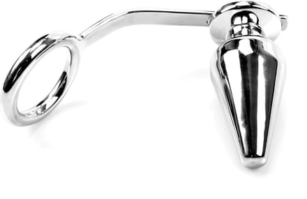 Cockring met verstelbare Anaalplug RVS - 45 mm