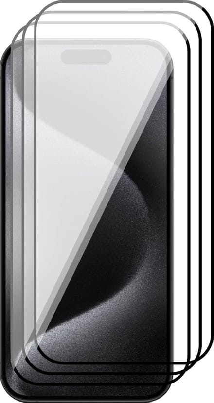 Screenprotector geschikt voor iPhone 15 Pro Max - 3x Gehard Glas Screen Protector FullGuard