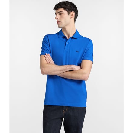 Basic piquet stretch man blauw