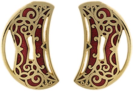 Behave - Oorringen dames - halvemaanmotief - rood - 3 cm